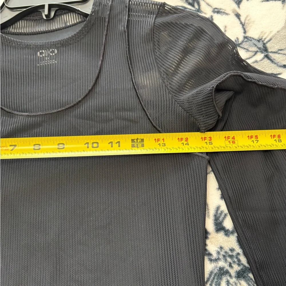 Alo Yoga Striped Mesh Synergy Long Sleeve Dress.